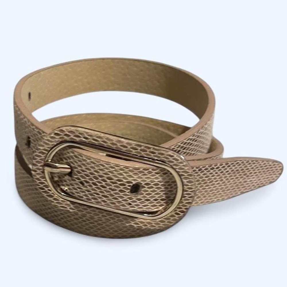 Chico's tan snake embossed leather belt size M